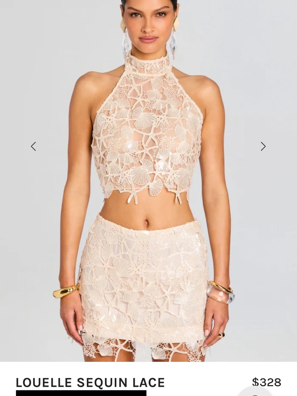 NWOT- Retrofete Blush Sequin Lace Top